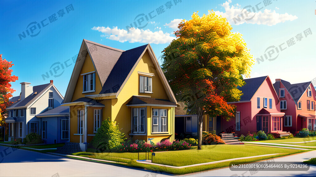 住宅小区 画面开阔 色彩丰富