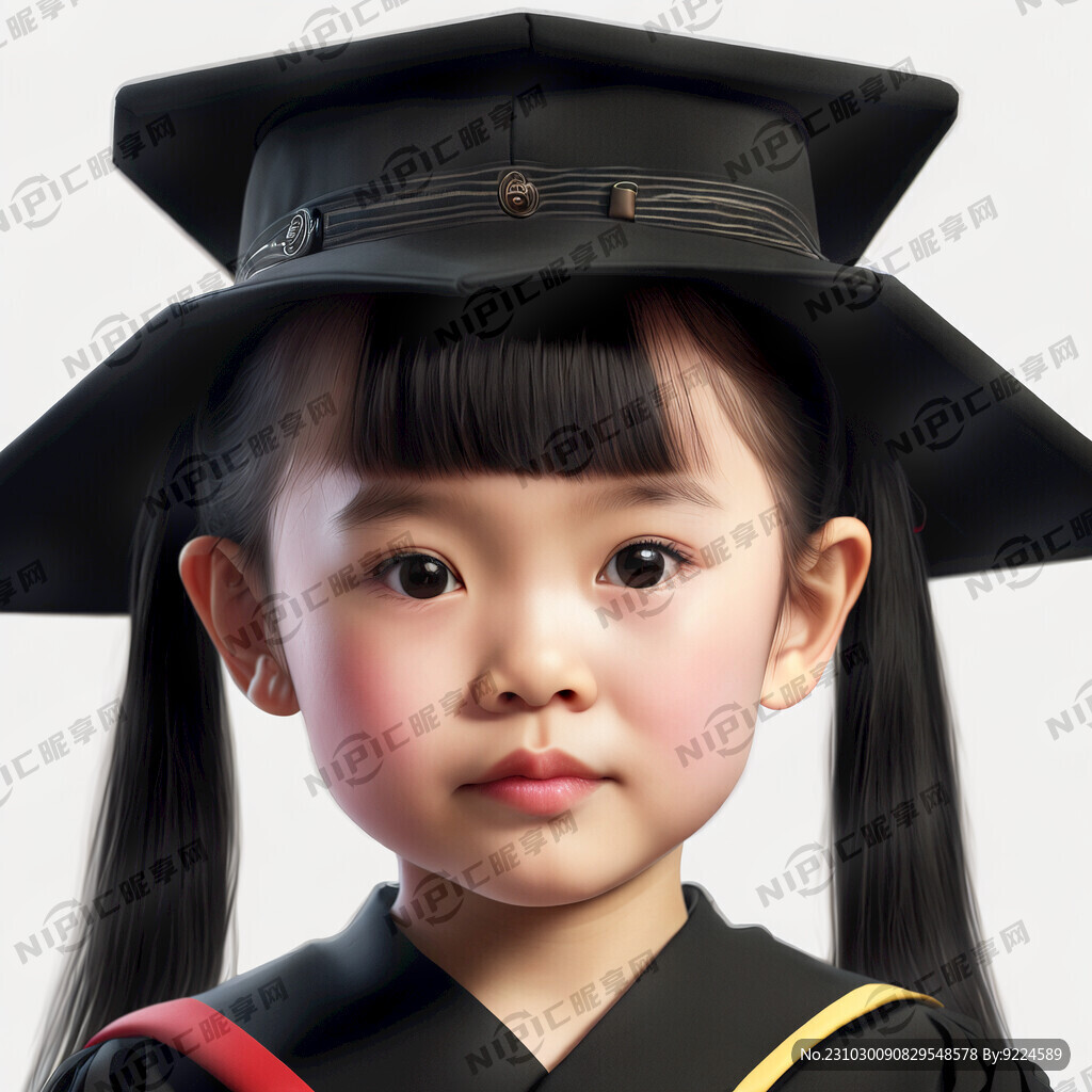 6岁小女孩博士帽