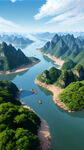 丹江口自然景区地貌
水源辽阔
俯视角度
壮丽风光
广阔