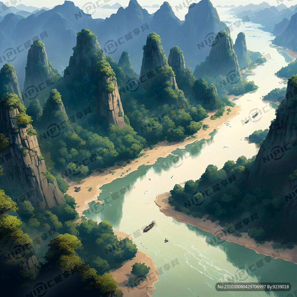 俯视丹江口自然景区地貌