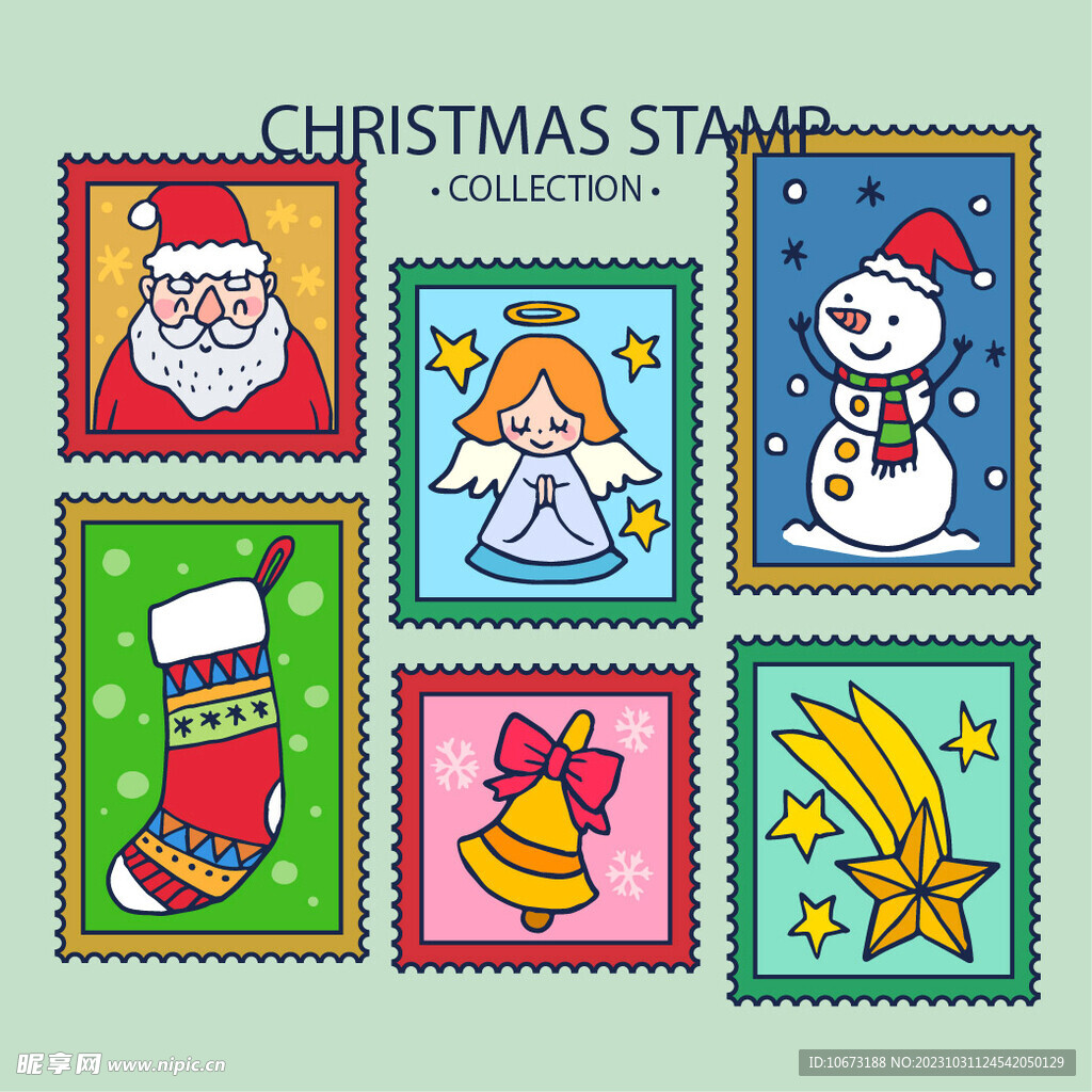 卡通圣诞节邮票 