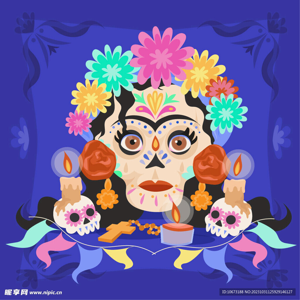 印花彩色骷髅