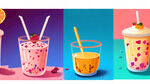 色彩缤纷鲜艳的奶茶主题背景画