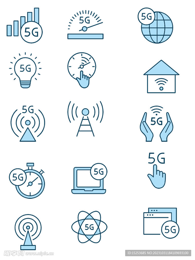 网络5G线性风标签图标免扣