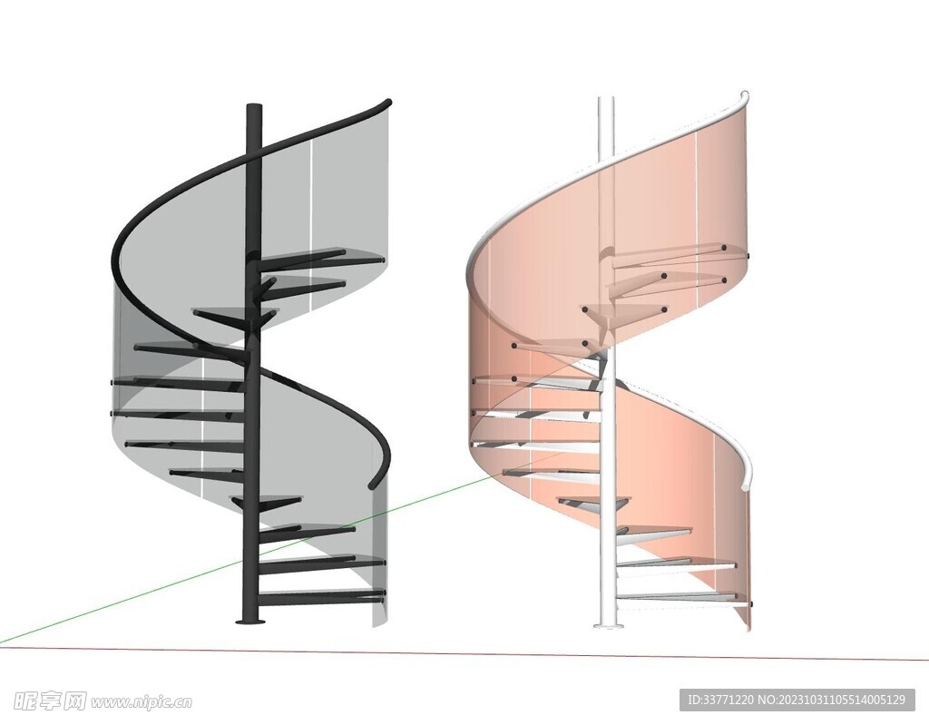 玻璃旋转楼梯模型