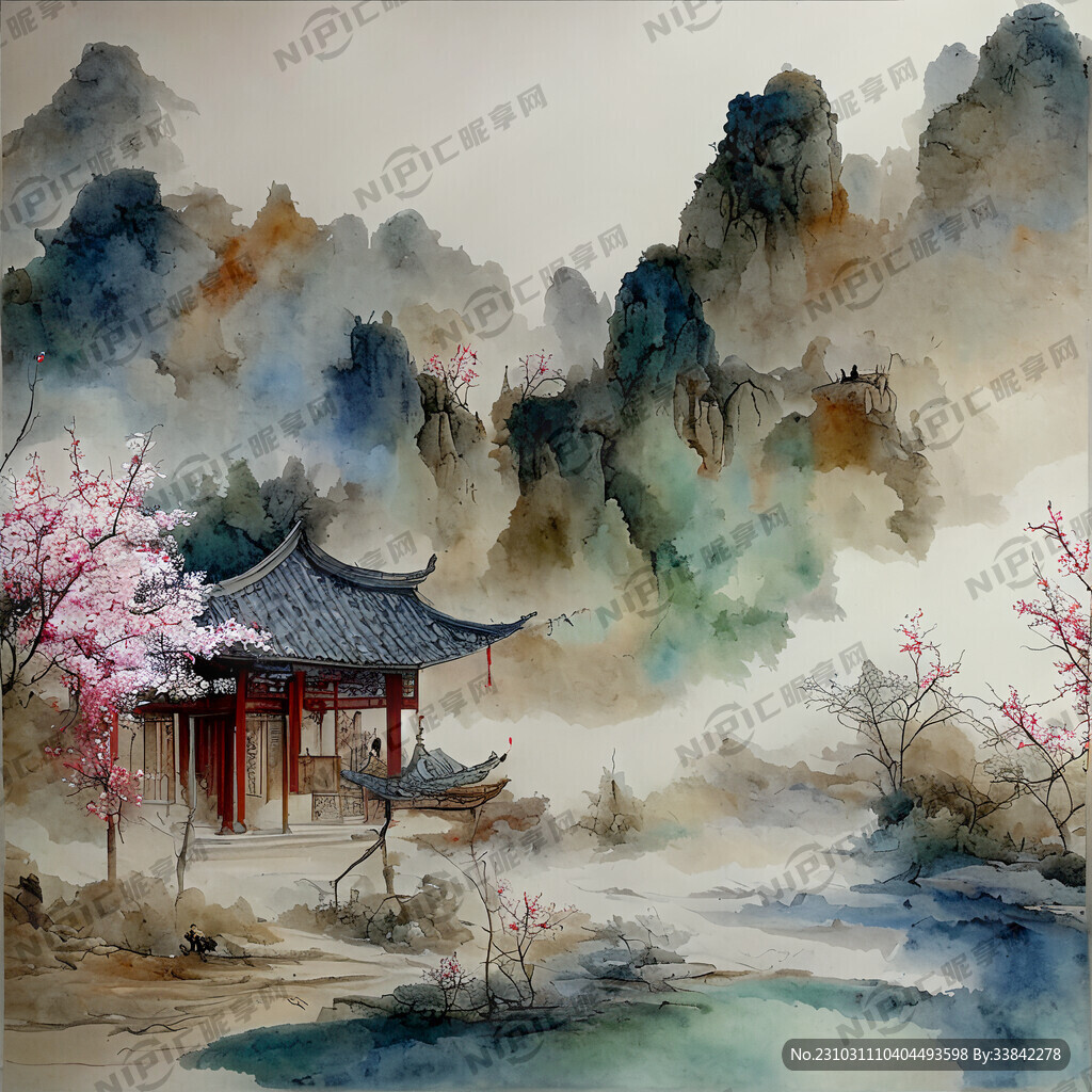 国潮风 壁画 意境 高清