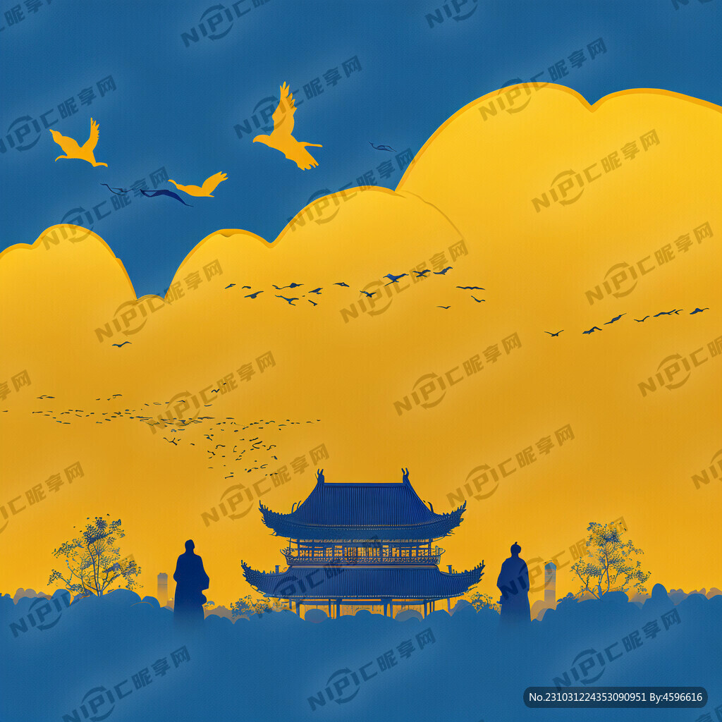 直播背景 黄蓝配色无人物