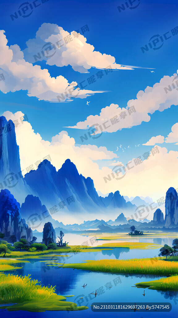 蓝色背景 超宽画幅 广阔的视野