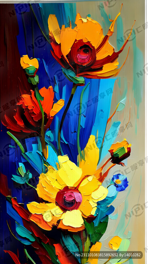 抽象 花卉 油画 素雅