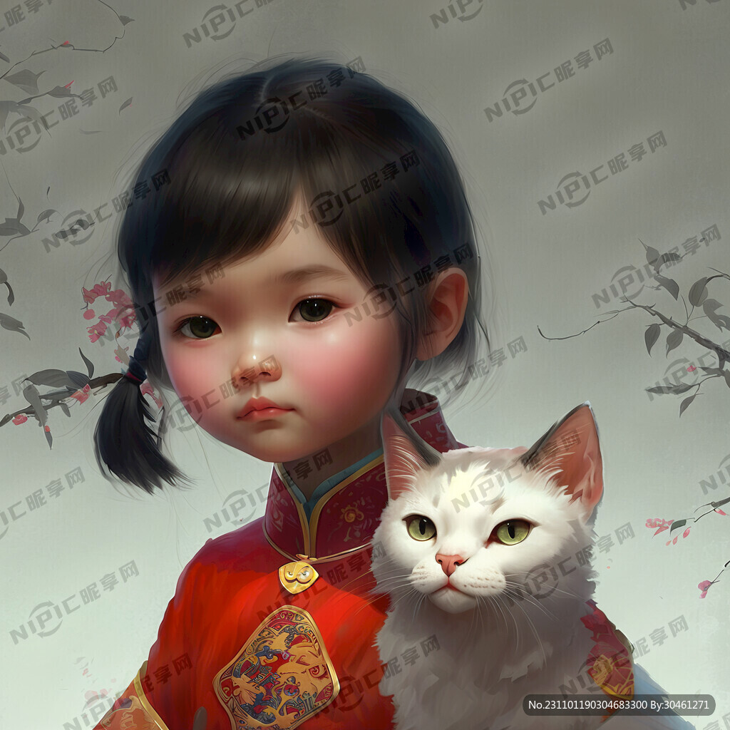 猫和小女孩