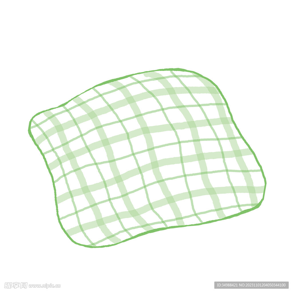 卡通手绘绿色格子野餐垫插画