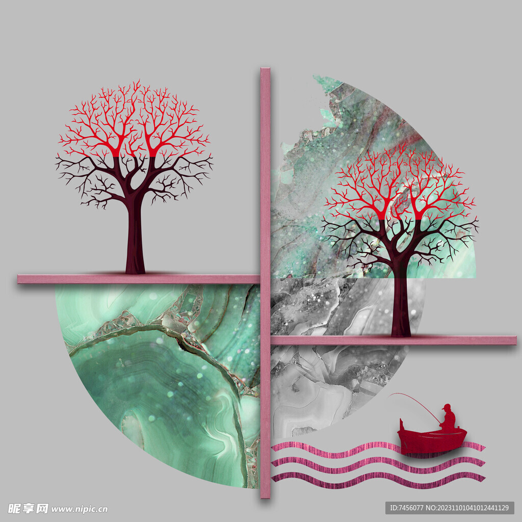 水彩树唯美挂画装饰画