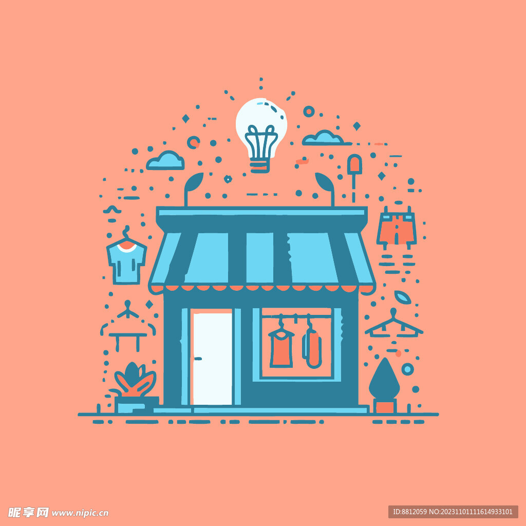 创意服装店简约扁平设计