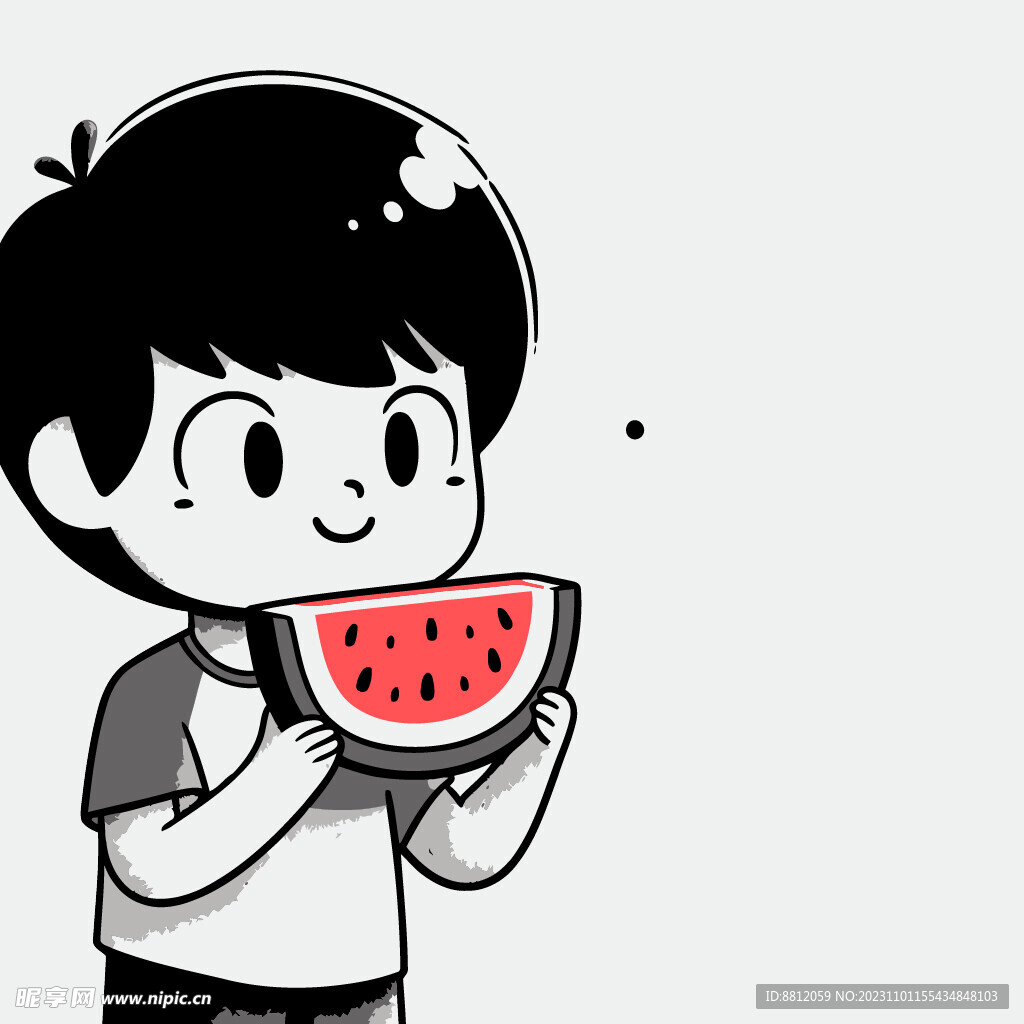 小朋友西瓜插画设计