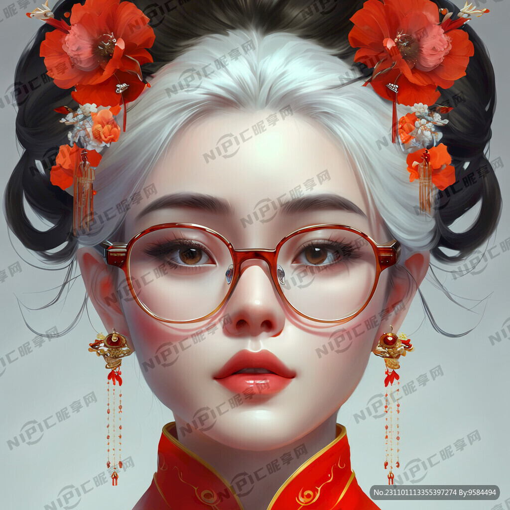 AI创作图眼镜美女nipic.com-昵图网