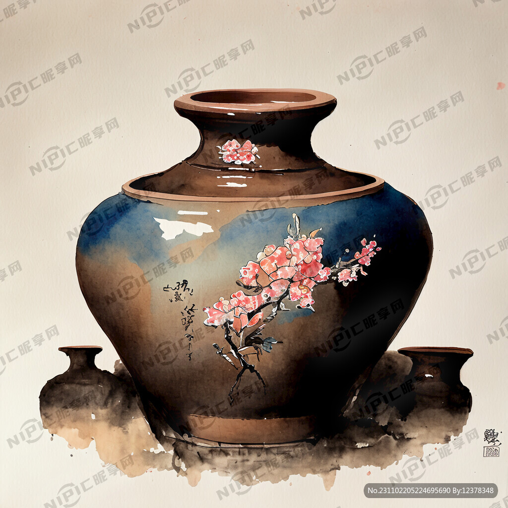 中式传统 陶质 酒坛