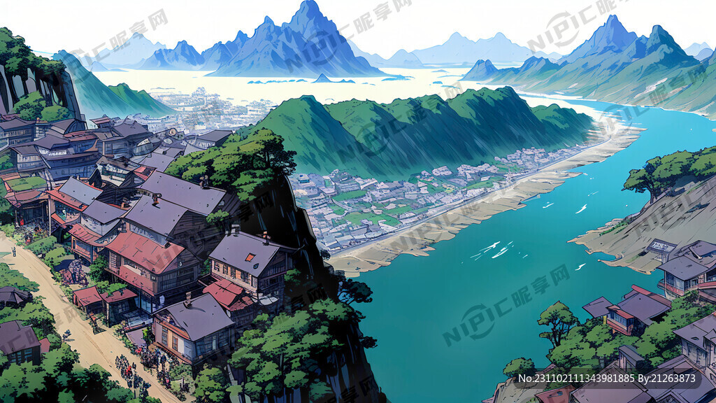 超大广角 俯视视角 高山大江