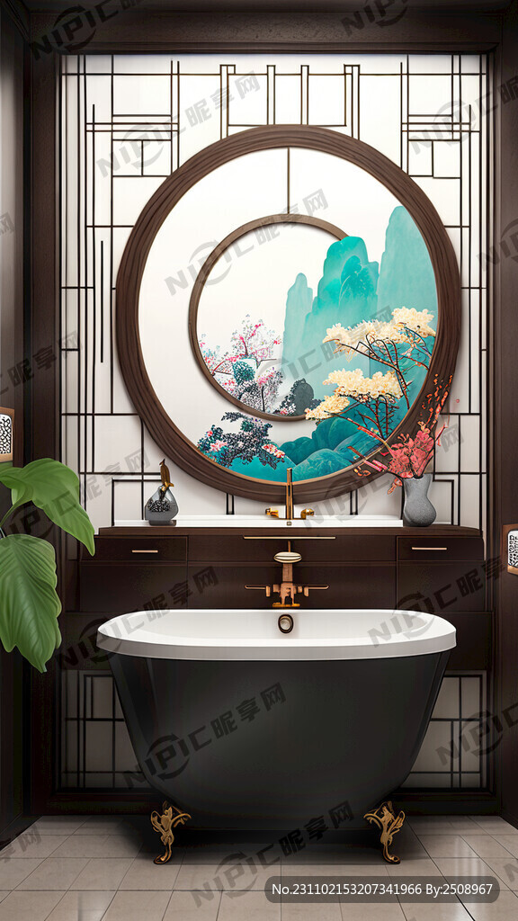 AI创作图浴室浴室柜新中式nipic.com-昵图网