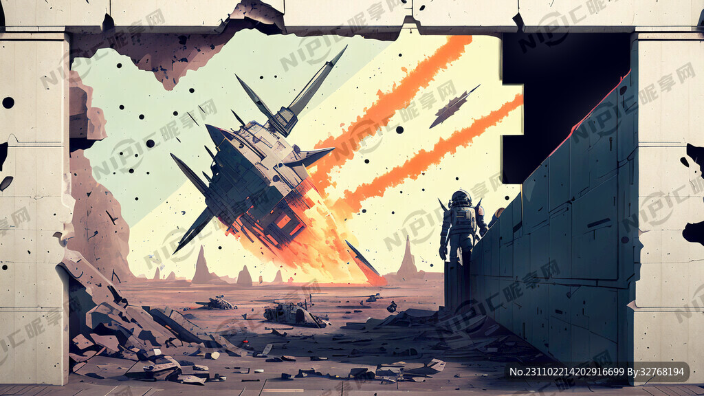 描绘一个战争之后残垣断壁的断墙