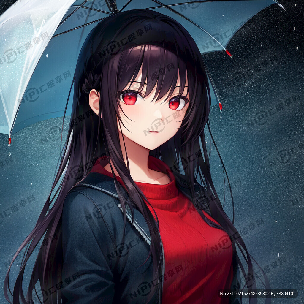 病娇雨天少女红眼