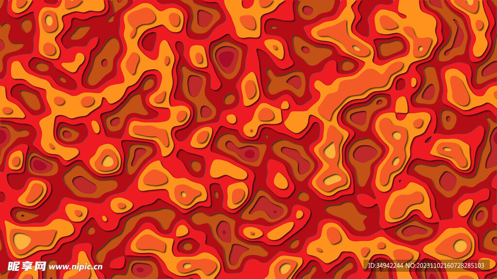 剪纸风立体火山熔岩等高线背景