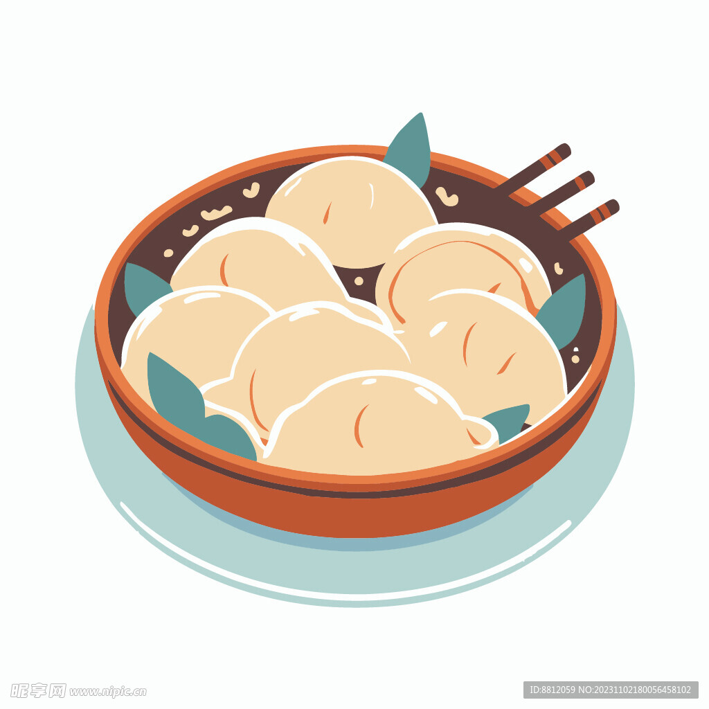 创意饺子扁平插画
