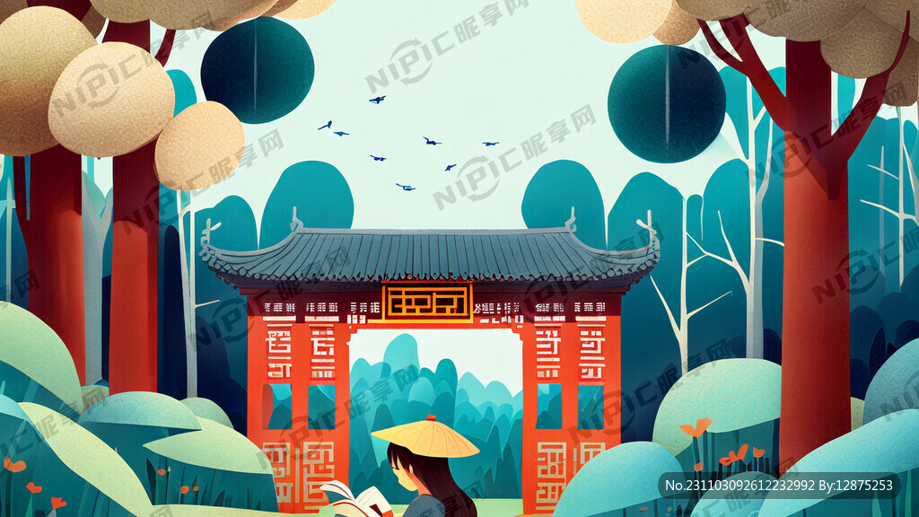 二维码 立体图 看书 插画