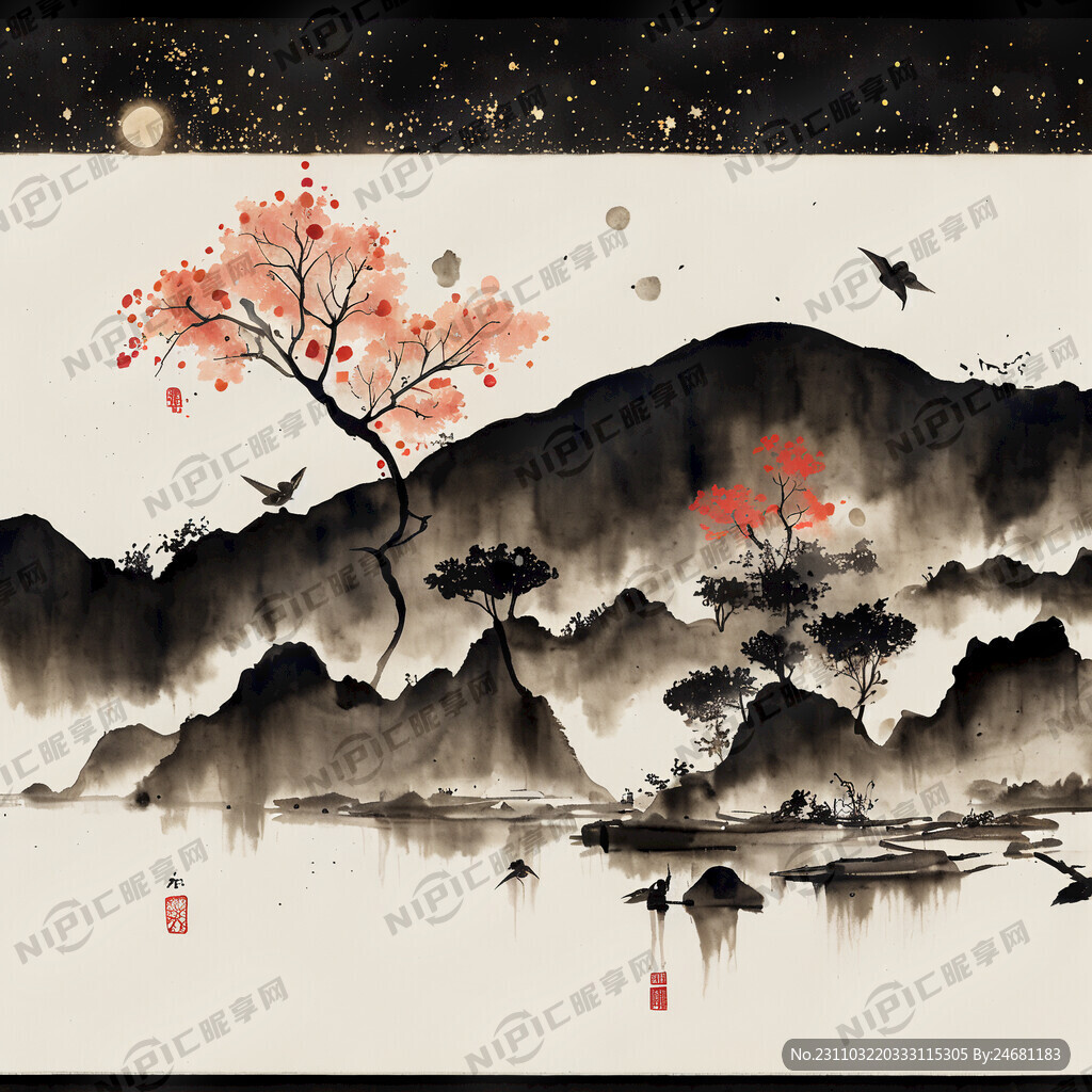 水墨画版星之卡比。