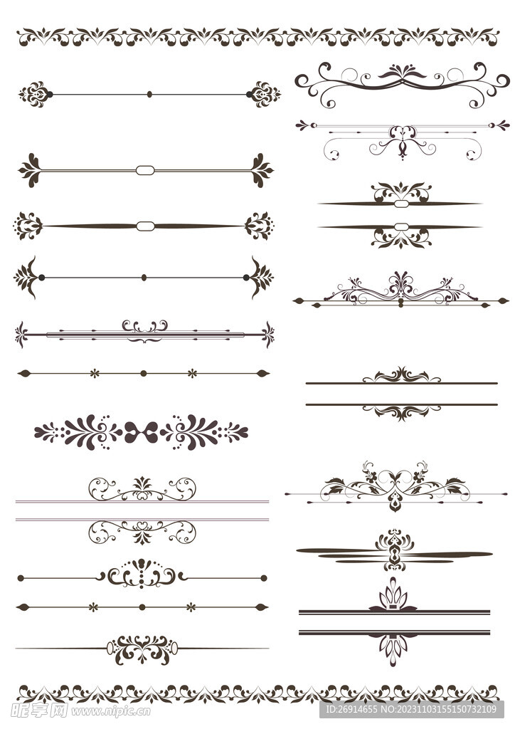 欧式文本点缀线条花纹元素大全