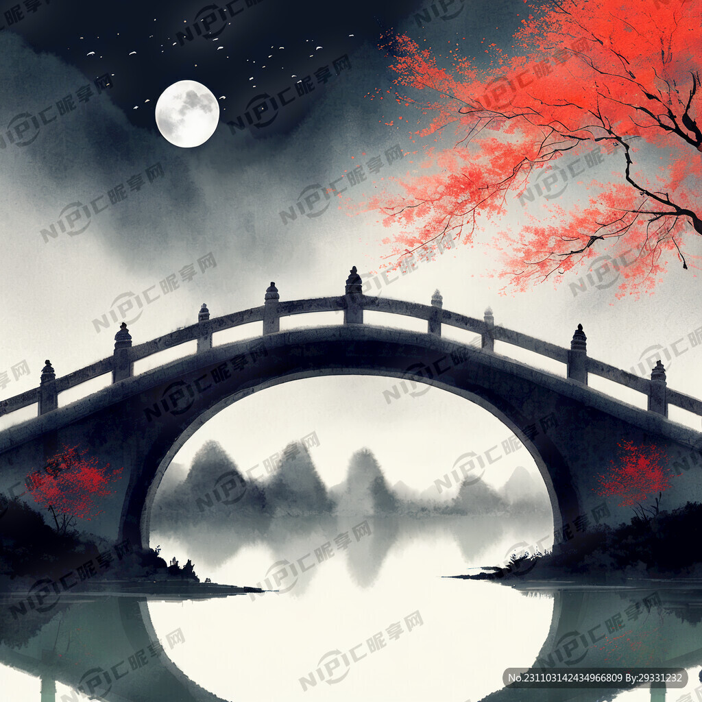 晓月 古风插画
