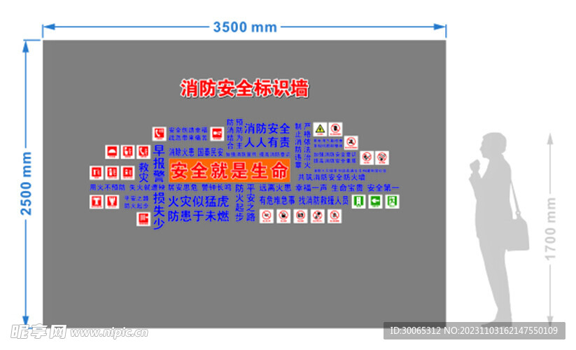 消防标识文字形象墙