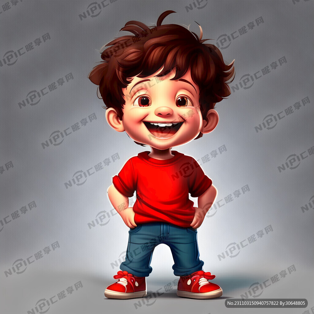 卡通3D小孩形象男孩 全身形象
