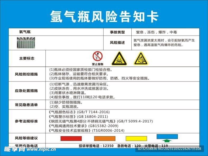 氧气瓶风险告知卡