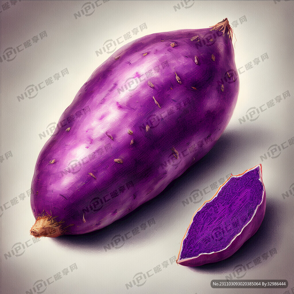 紫薯 写实插画