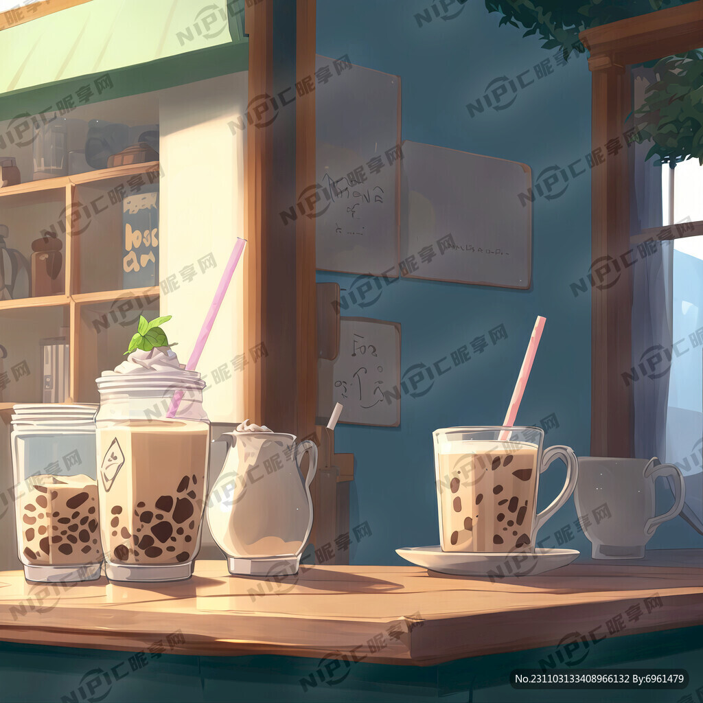 二次元 奶茶背景图