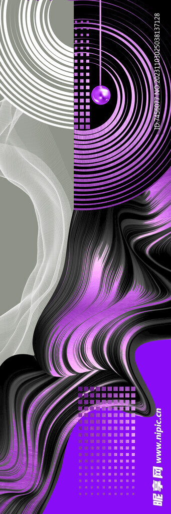 抽象水彩紫色艺术挂画装饰画