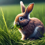 吃草的宠物兔