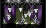 紫绿色布幔婚礼背景效果图