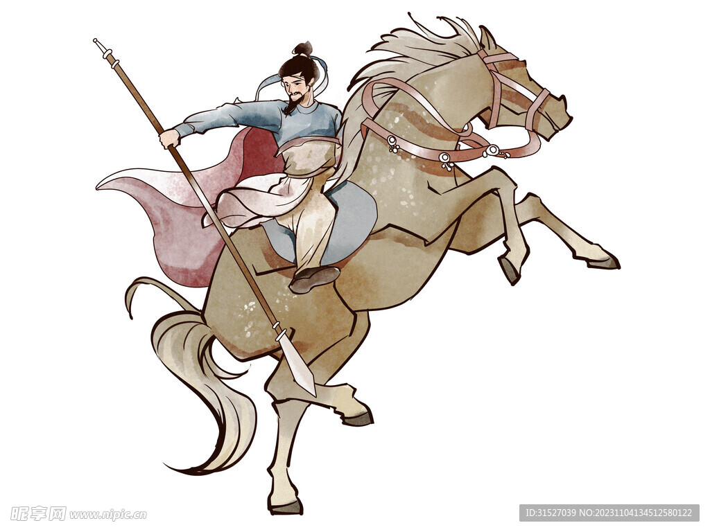 人物骑马插画
