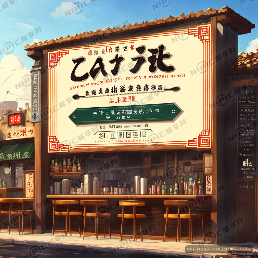 酒吧咖啡馆中文宣传指引牌
