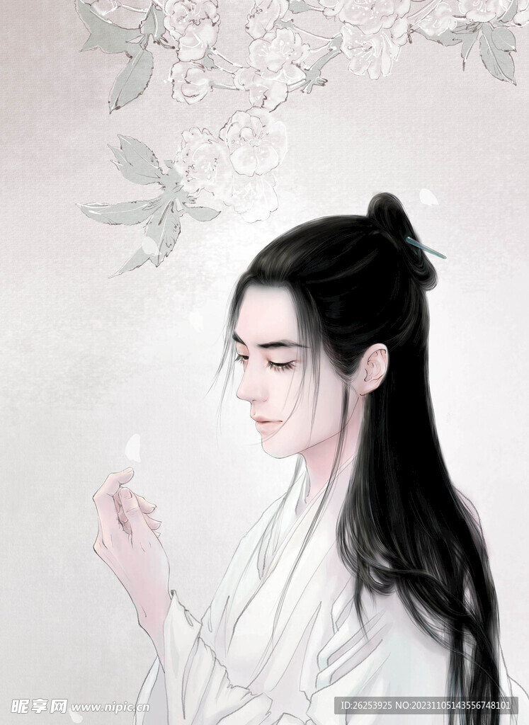 手绘插图 古风 