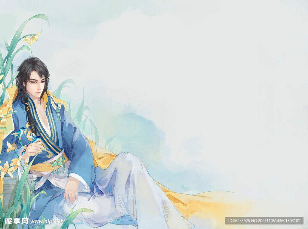 手绘插图 古风 