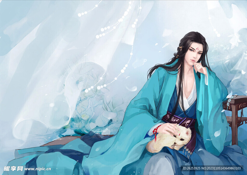 手绘插图 古风 