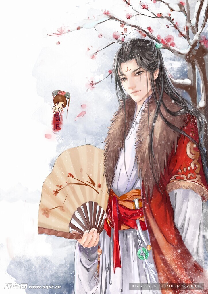 手绘插图 古风 