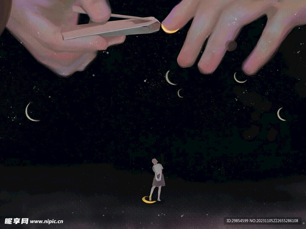 手与月亮