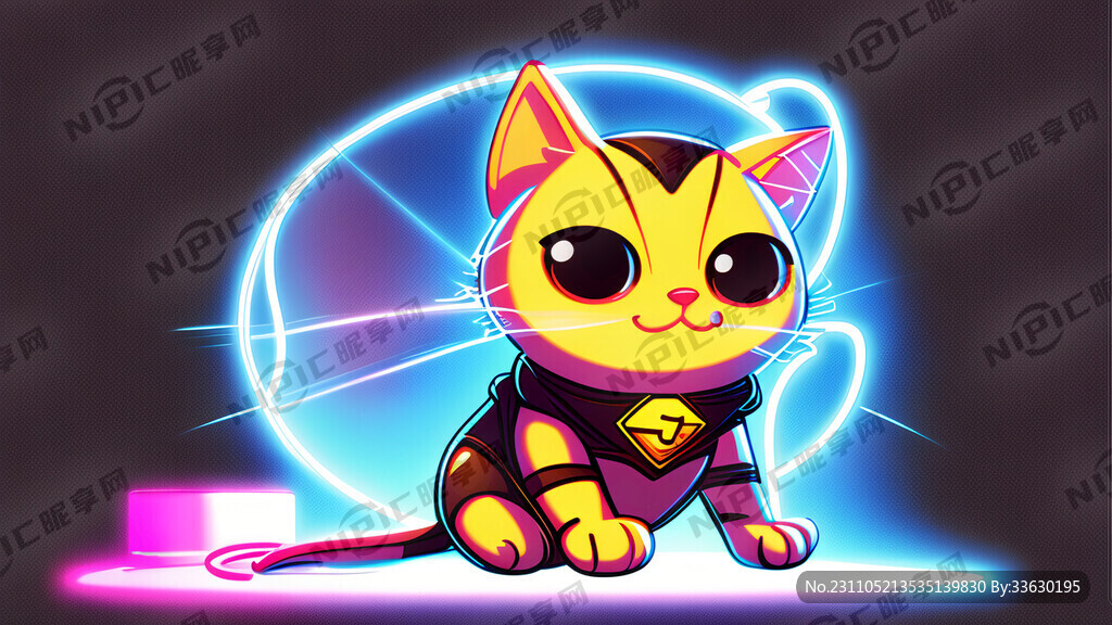 卡通猫 透明线条 亮光 可爱