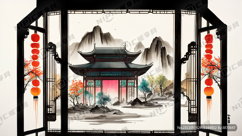 屏风 中式 酒店 灯光