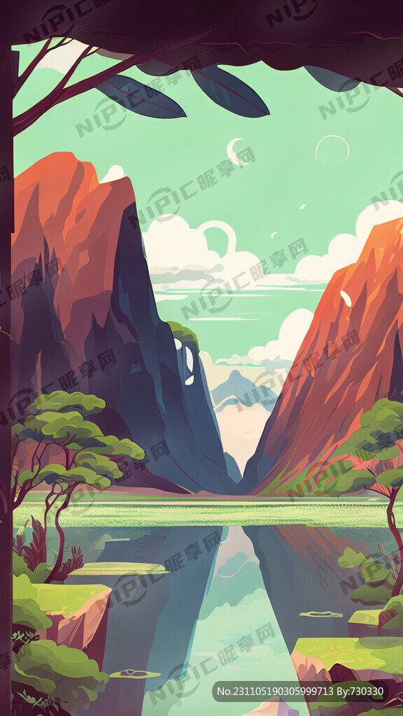 美景 山水 隐藏程华两字