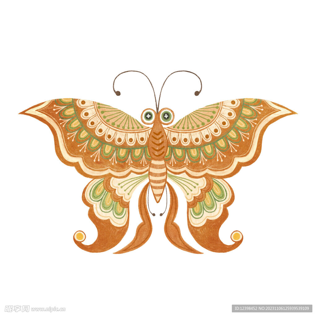 苗族传统纹样蝴蝶图案彩绘