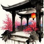 中式婚礼  鹊桥，围栏，灯笼，中华庭